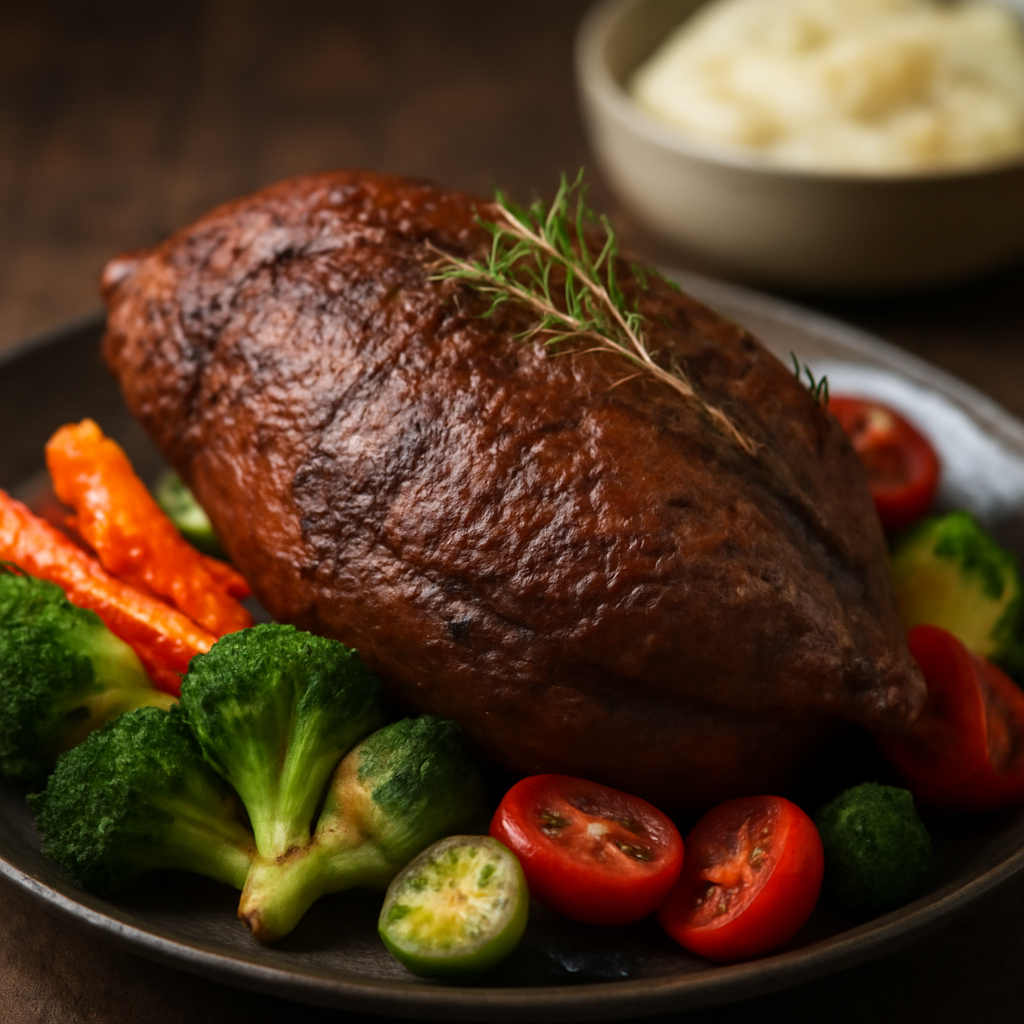 Глухарь, запеченный с травами и овощами