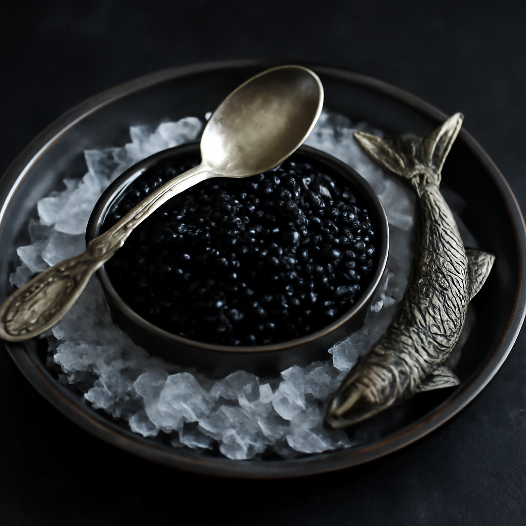 Сервированная черная икра
