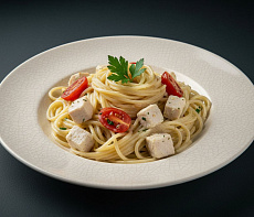 Омуль со спагетти по-сибирски